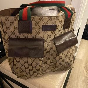 Authentic Gucci Canvas Tote. Large can be used as a diaper bag